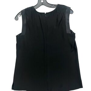 Lafayette 148 New York - 100% Silk Black Sleeveless Blouse- Zipper back. SIZE 4.